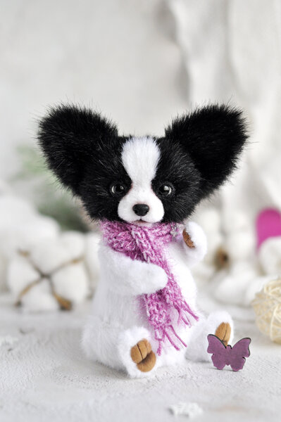 Little papillon puppy Chibi teddy. handmade stuffed toy, funny cute dog by  Elena Lemerk